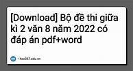 Đề Thi Giữa Kì 2 Văn 8 Có Đáp Án