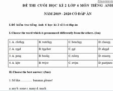 Đề Tiếng Anh Lớp 6 Học Kì 2